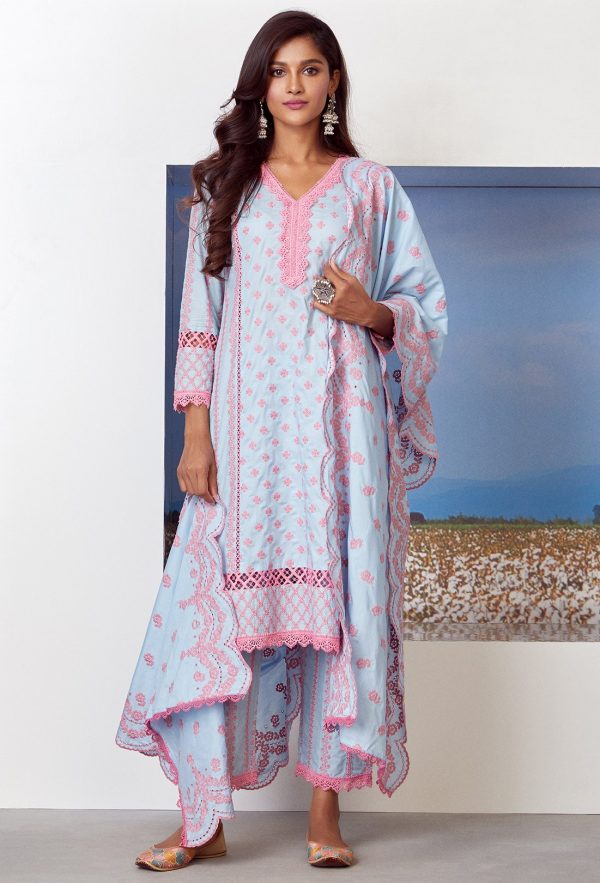 Mulmul Cotton Daydream Kurta With Daydream pyajama Online now