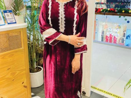 Makhmal Birch Wine Kurta With Makhmal Birch Wine Pyajama Online