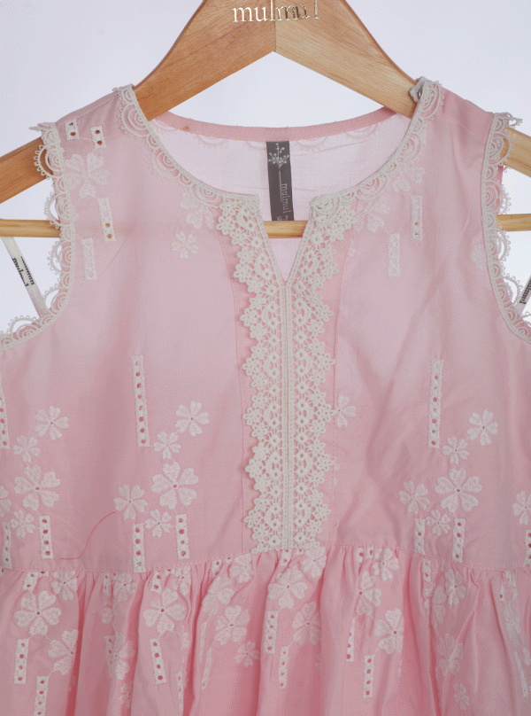 Mulmul Cotton Ming Pink Kurta With Ming Pink Sharara Discount