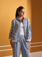 Mulmul Lurex Knit Edith Blue Jacket With Mulmul Lurex Knit Edith Blue Pant Fashion