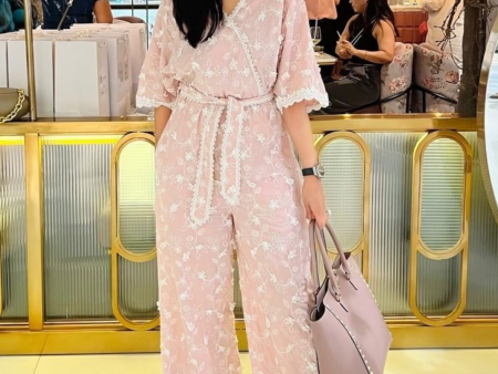 Mulmul Cotton Liliana Pink Jumpsuit Online Sale