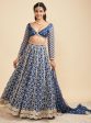 Mulmul Organza Morni Navy Lehenga Online Sale