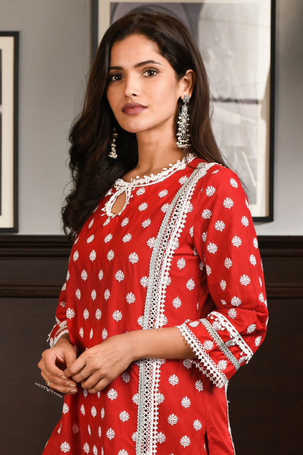 Mulmul Cotton JOVIE Kurta With JOVIE PALAZZO Online Hot Sale