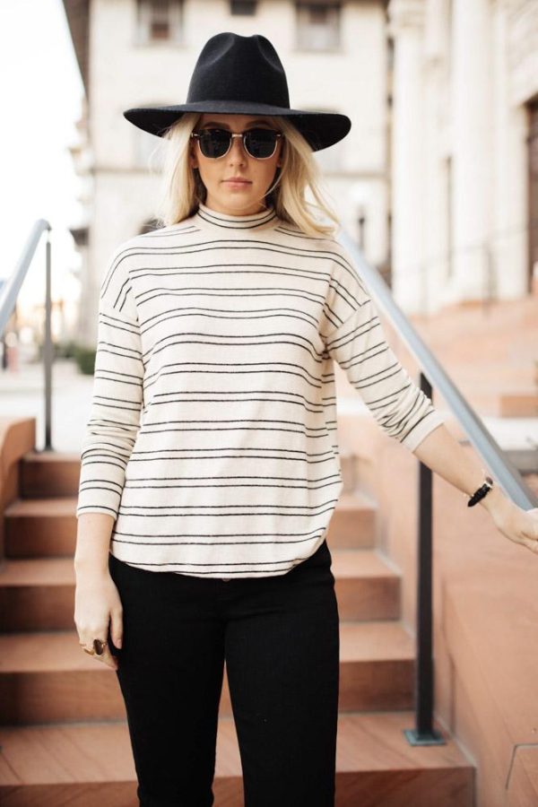 Quinn Stripe Top in Beige Supply