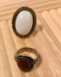 Oval white stone ring   brown boho ring Online