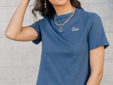 Ciao Embroidered Tee on Sale