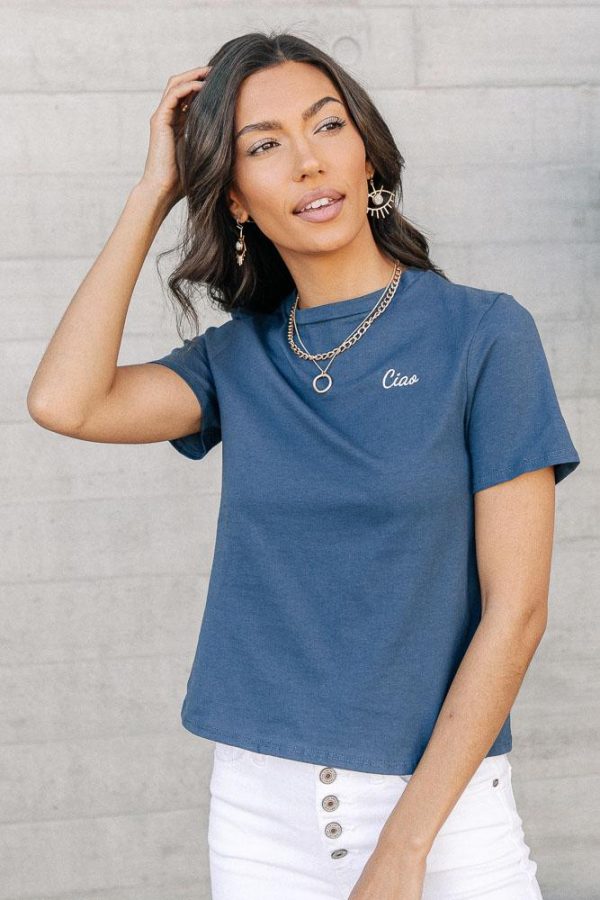 Ciao Embroidered Tee on Sale