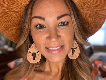 Cork bullhead cut out earrings Hot on Sale