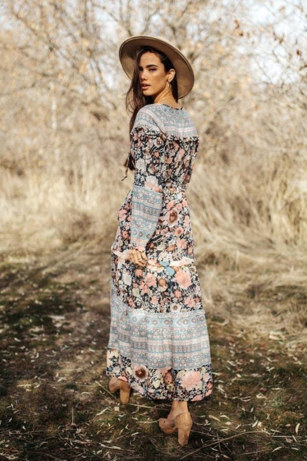 Arielle Floral Maxi Dress in Blue Cheap