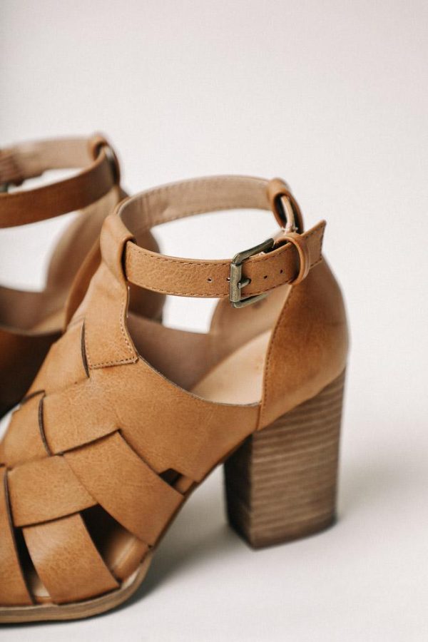 Alma Woven Heels in Camel Fashion