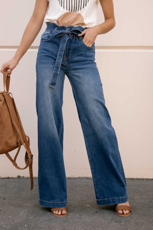 Wide Leg Paper Bag Denim Cheap