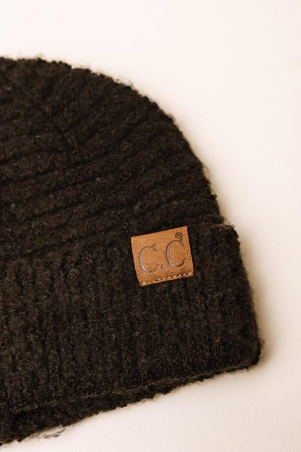 C.C. Ribbed Beanie in Black For Discount