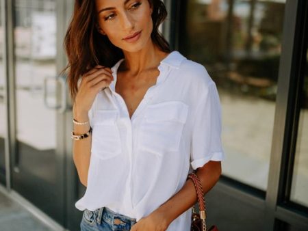 Need This Button Up Collar Blouse in White For Discount