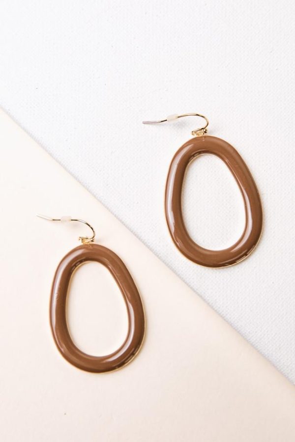 Painted Drop Earrings in Brown Discount