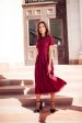 Divine Lace Midi Dress in Burgundy Discount