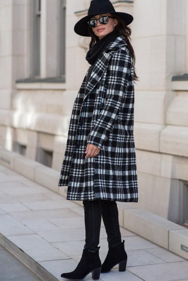 London Plaid Coat in Black - FINAL SALE Sale