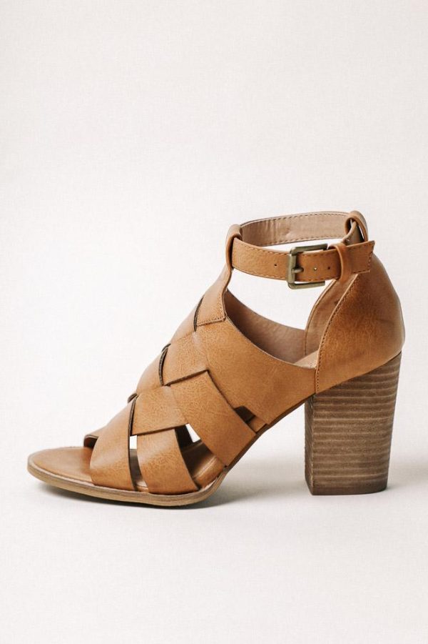 Alma Woven Heels in Camel Fashion