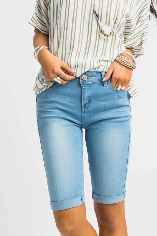 So Solid Light Wash Bermuda Shorts Fashion