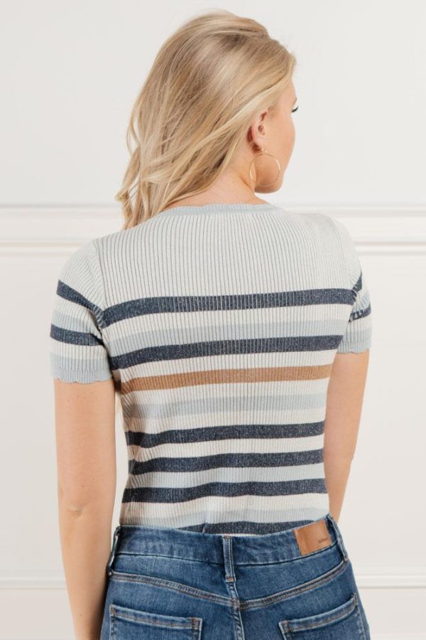 Lisa Striped Sweater in Blue Online now