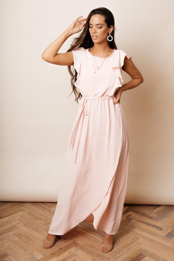 Karina Ruffle Maxi Dress in Pink Cheap