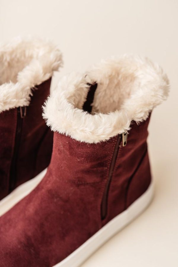 MIA Merion Fur Sneakers in Burgundy-FINAL SALE Supply