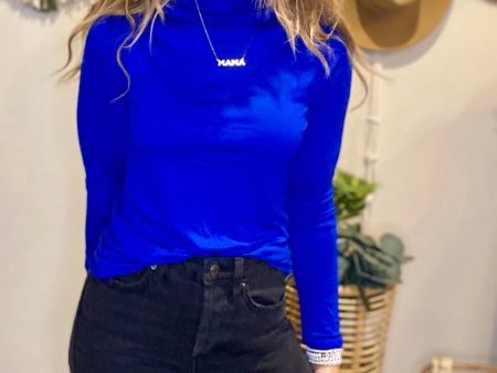 Mock neck blue shirt Online