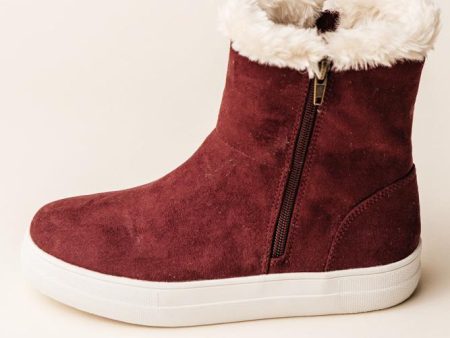 MIA Merion Fur Sneakers in Burgundy-FINAL SALE Supply