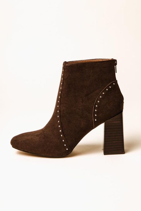 Lindsey Studded Booties in Brown Discount