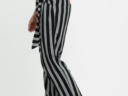 Lilou Knotted Stripe Pants in Black-FINAL SALE For Cheap