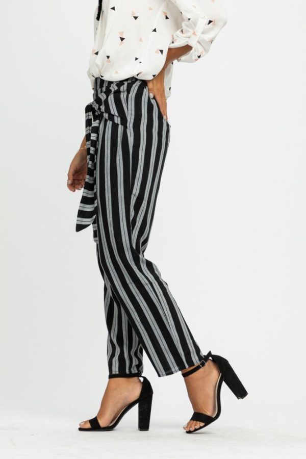 Lilou Knotted Stripe Pants in Black-FINAL SALE For Cheap