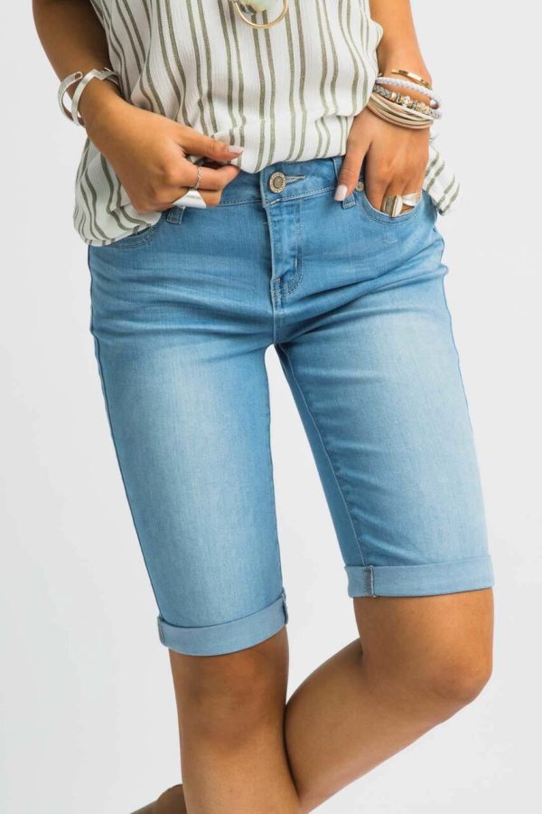 So Solid Light Wash Bermuda Shorts Fashion