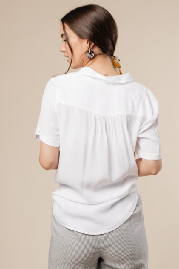 Need This Button Up Collar Blouse in White For Discount