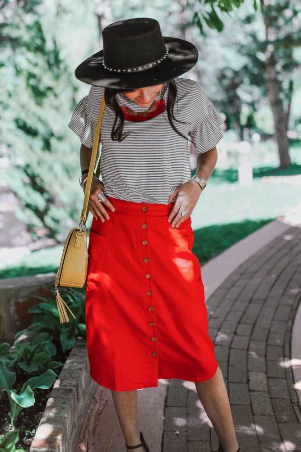 Little Lady Red Midi Skirt Online Hot Sale