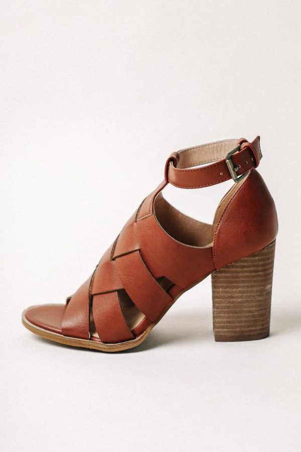 Alma Woven Heels in Cognac For Cheap