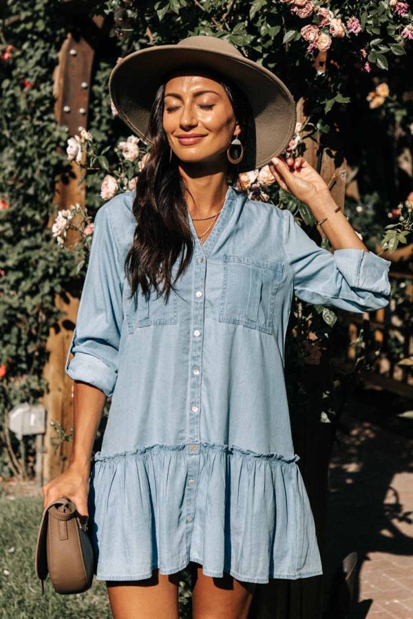 Long Sleeve Denim Dress Discount