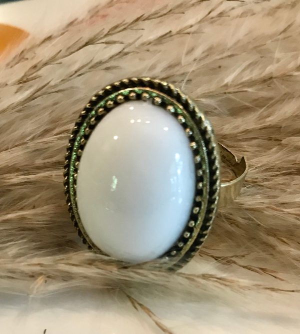 Dezzy round white gem ring Hot on Sale