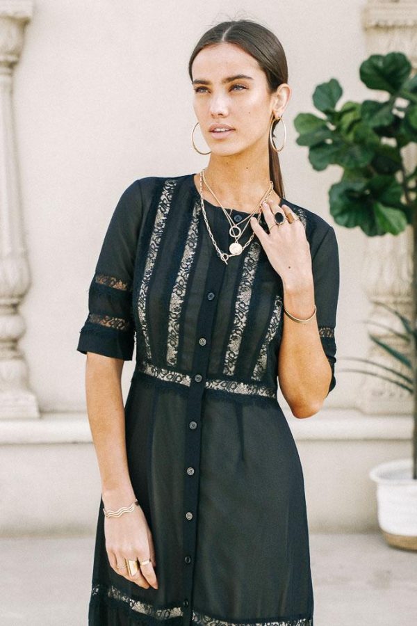 Natalia Lace Midi Dress in Black Online