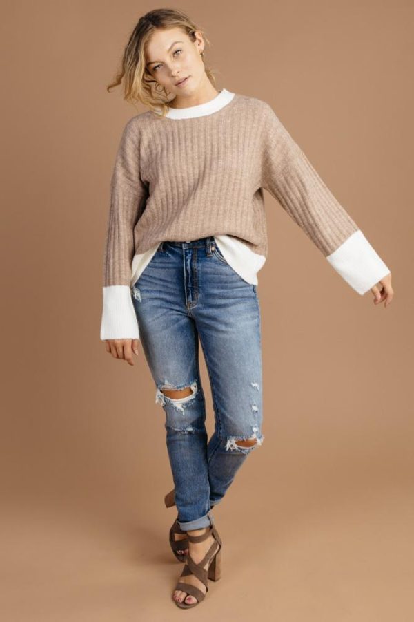 Cozy Thoughts Color Block Sweater For Cheap