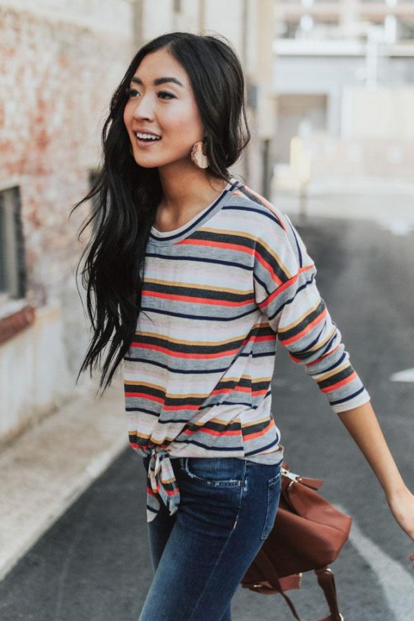 Kalon Long Sleeve Striped Top Online