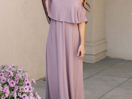 Toni Off the Shoulder Maxi Dress in Mauve Online Hot Sale