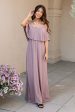 Toni Off the Shoulder Maxi Dress in Mauve Online Hot Sale