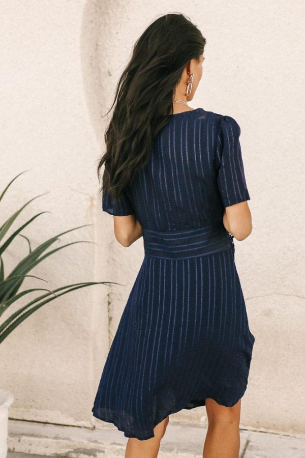 Gianna Wrap Dress in Navy For Sale