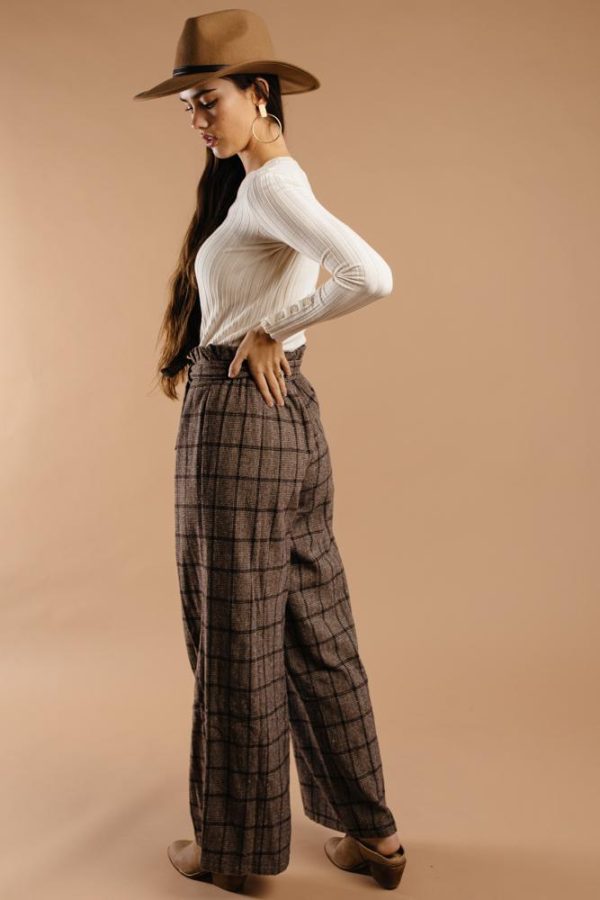 Sammy Plaid Pants in Brown Sale