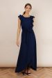 Karina Ruffle Maxi Dress in Navy on Sale