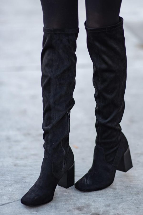 Faye Knee High Boots in Black Online now