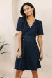 Gianna Wrap Dress in Navy For Sale