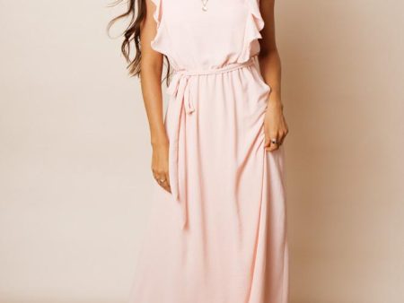 Karina Ruffle Maxi Dress in Pink Cheap