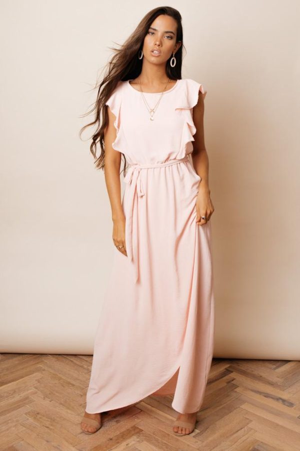 Karina Ruffle Maxi Dress in Pink Cheap