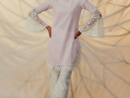 Mulmul Aspen Pink Kurta With Garara Cheap