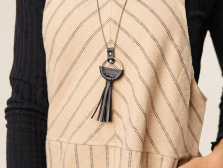 Lucky Me Tassel Necklace in Black For Cheap